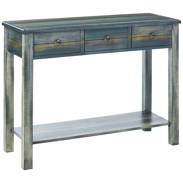 Glancio Beautiful Console Table, Antique Oak & Teal Blue - BM154268