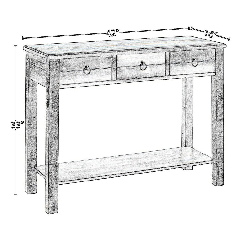 Glancio Beautiful Console Table, Antique Oak & Teal Blue - BM154268