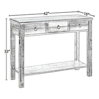 Glancio Beautiful Console Table, Antique Oak & Teal Blue - BM154268