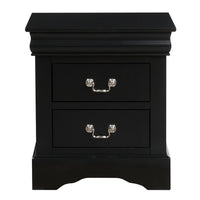 Traditional 2 Drawers wood Nightstand By Louis Philippe III, Black - AMF-19503