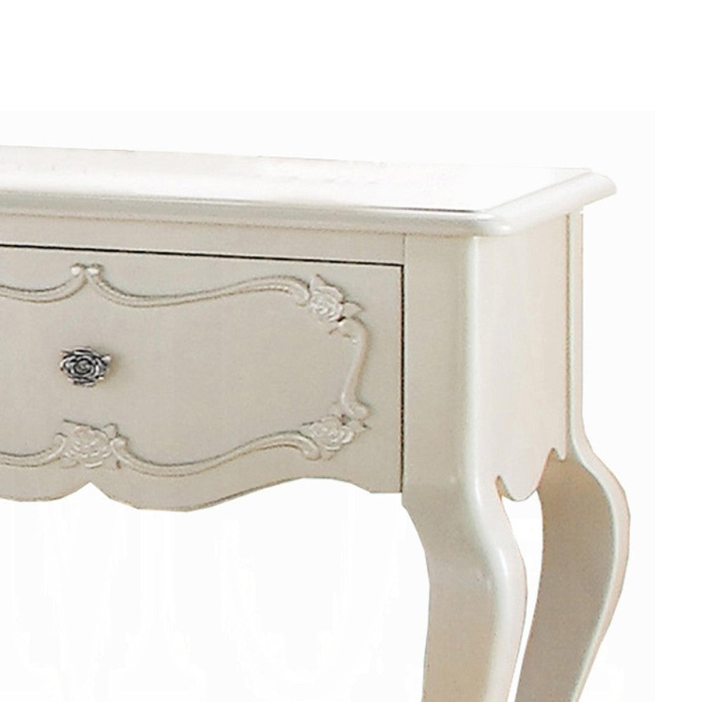 Wooden Nightstand with 1 Drawer and Open Bottom Shelf, White - BM154529