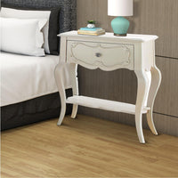 Wooden Nightstand with 1 Drawer and Open Bottom Shelf, White - BM154529
