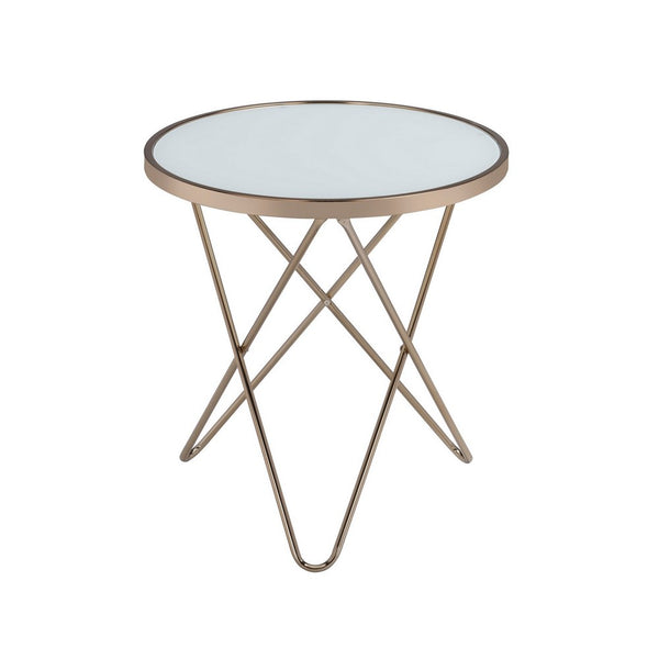 Valora End Table, Frosted Glass & Champagne - AMF-81827