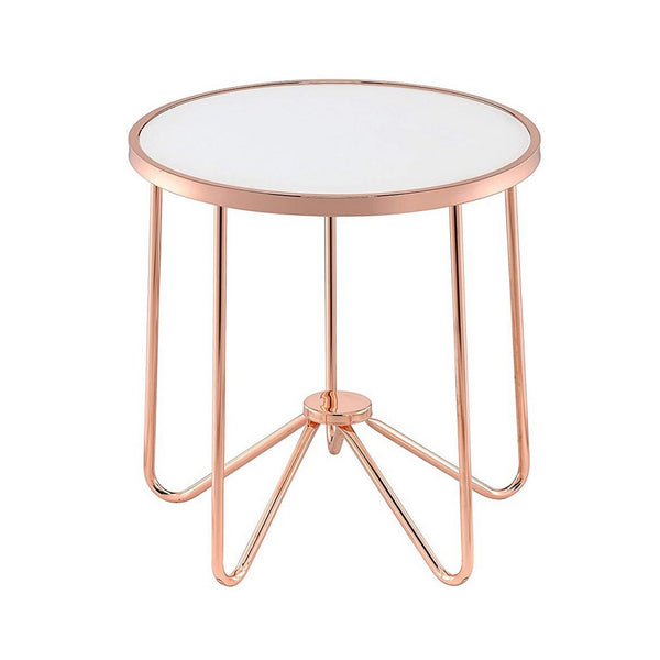 Alivia End Table, Frosted Glass & Rose Gold - AMF-81837