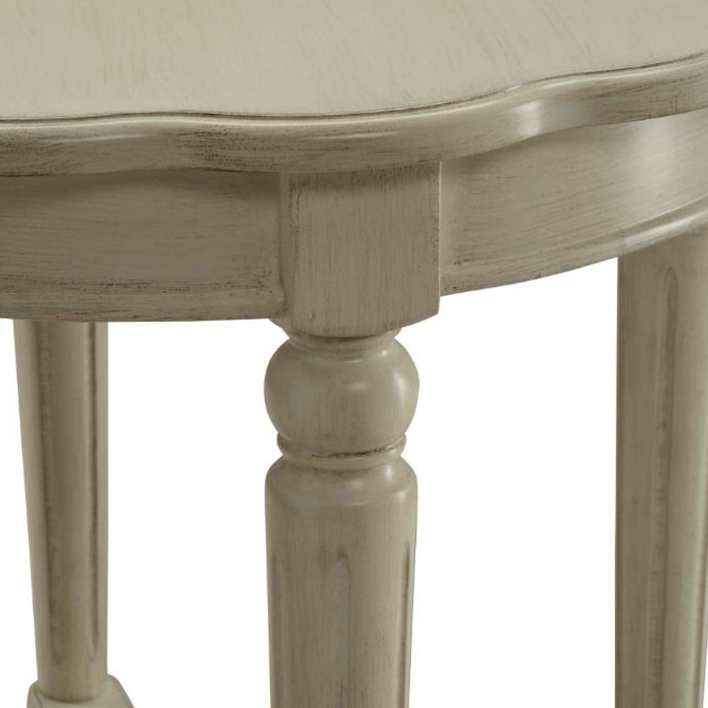 Fordon Round End Table, Scalloped Top, Antique White - BM154599