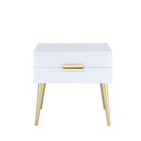Denvor Square End Table with Drawers, White & Gold - AMF-84496
