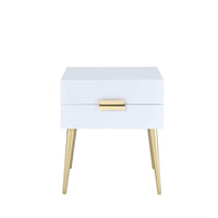 Denvor Square End Table with Drawers, White & Gold - AMF-84496