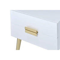 Denvor Square End Table with Drawers, White & Gold - AMF-84496