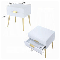 Denvor Square End Table with Drawers, White & Gold - AMF-84496