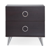 Rectangular Wood & Metal Nightstand By Elms, Brown & Chrome - AMF-97336