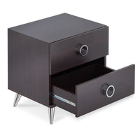 Rectangular Wood & Metal Nightstand By Elms, Brown & Chrome - AMF-97336