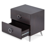 Rectangular Wood & Metal Nightstand By Elms, Brown & Chrome - AMF-97336