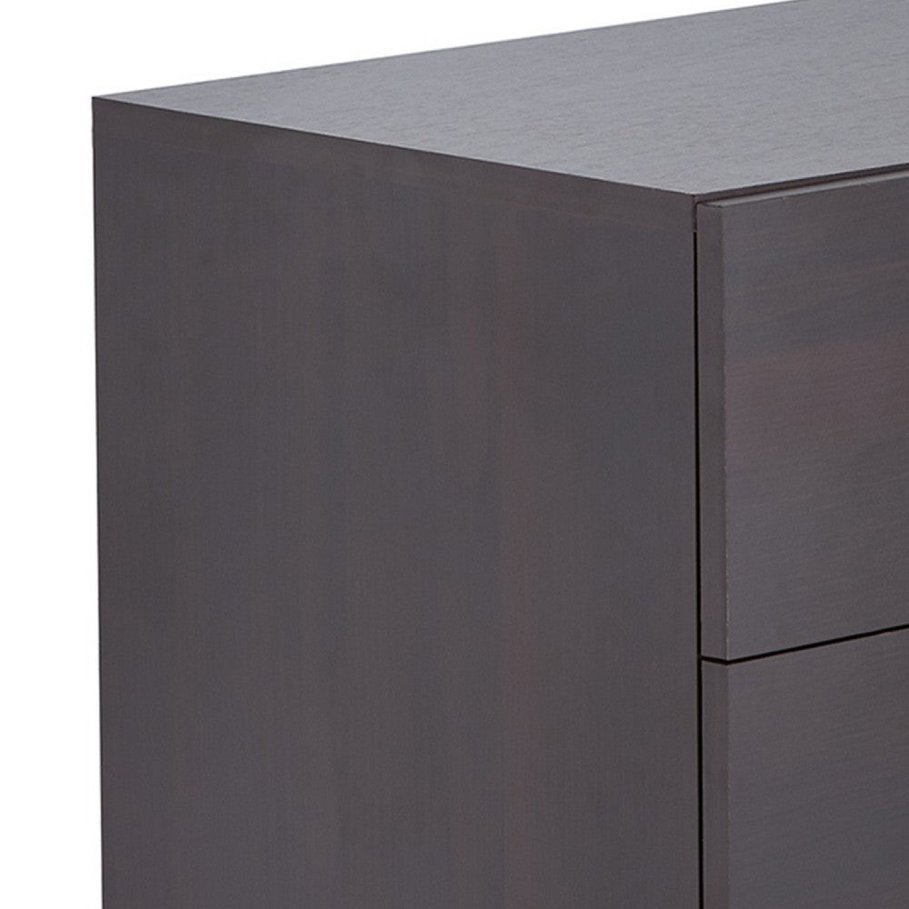 Rectangular Wood & Metal Nightstand By Elms, Brown & Chrome - AMF-97336