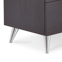 Rectangular Wood & Metal Nightstand By Elms, Brown & Chrome - AMF-97336