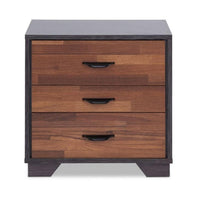 BM154632 Rectangular 3 Drawers Wood Nightstand, Brown