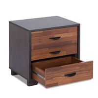 BM154632 Rectangular 3 Drawers Wood Nightstand, Brown