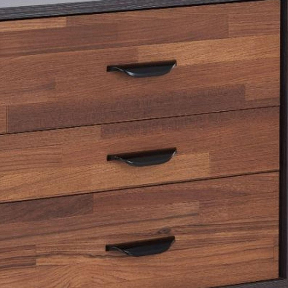 BM154632 Rectangular 3 Drawers Wood Nightstand, Brown