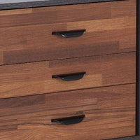 BM154632 Rectangular 3 Drawers Wood Nightstand, Brown