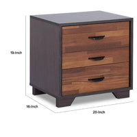 BM154632 Rectangular 3 Drawers Wood Nightstand, Brown