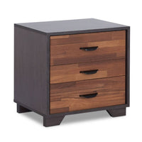BM154632 Rectangular 3 Drawers Wood Nightstand, Brown