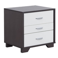 Classic 3 Drawers Wood Nightstand By Eloy, White & Black - AMF-97342