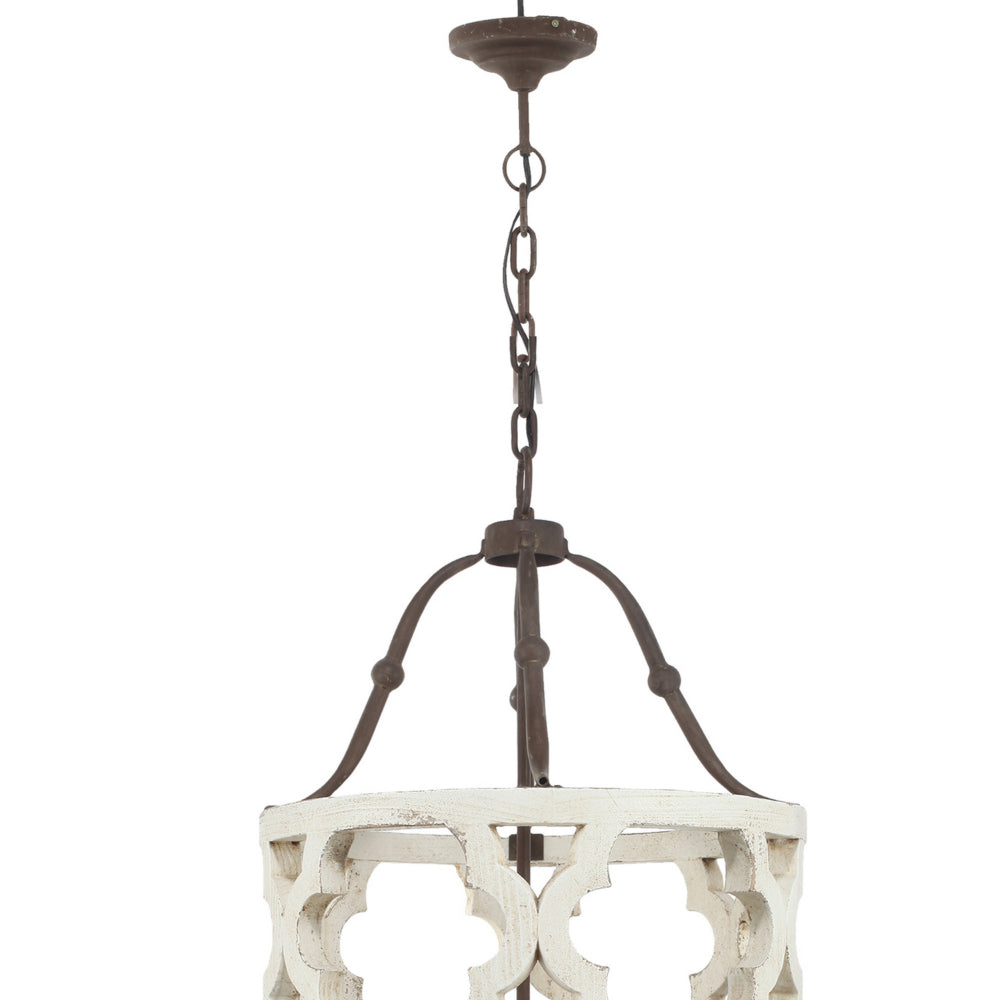 4-Light Wood Chandelier, White - BM154664