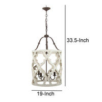 4-Light Wood Chandelier, White - BM154664