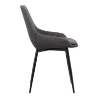 Fabric Upholstered Dining Chair with Metal Legs, Black and Gray - BM155594