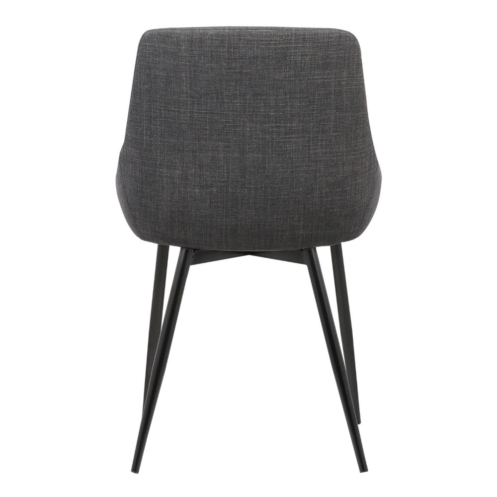 Fabric Upholstered Dining Chair with Metal Legs, Black and Gray - BM155594