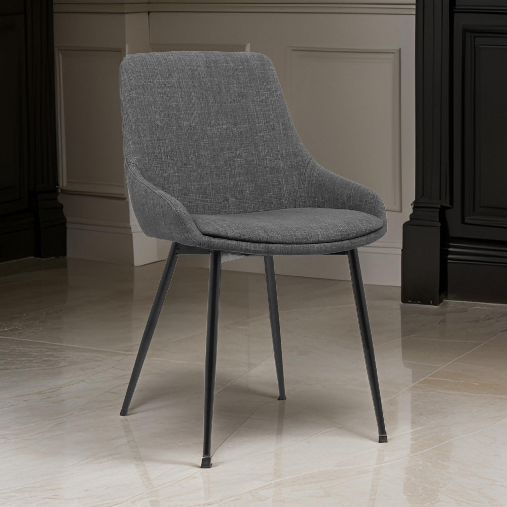 Fabric Upholstered Dining Chair with Metal Legs, Black and Gray - BM155594