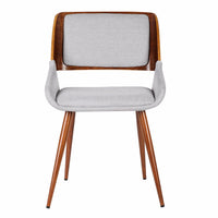 Fabric Mid Century Dining Chair with Split Padded Back, Gray and Brown - BM155654