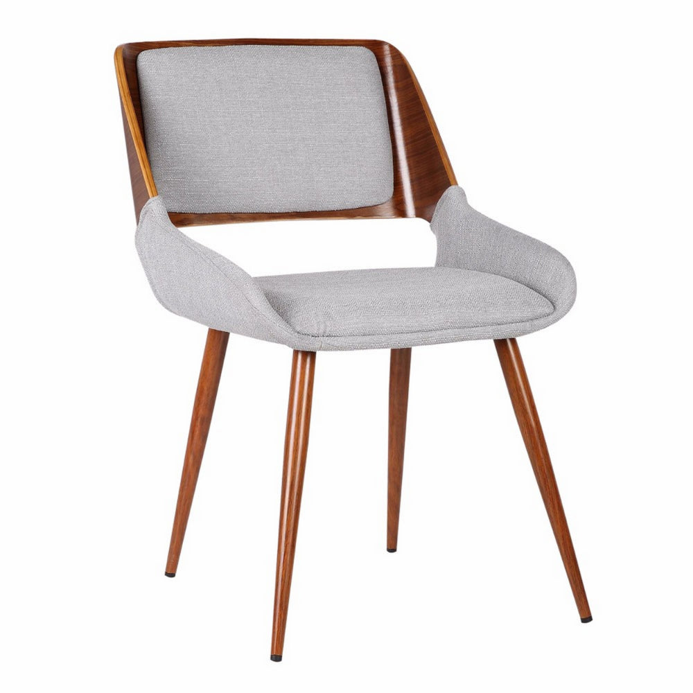 Fabric Mid Century Dining Chair with Split Padded Back, Gray and Brown - BM155654