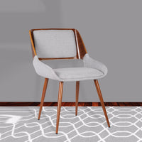 Fabric Mid Century Dining Chair with Split Padded Back, Gray and Brown - BM155654