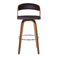 26 Inch Swivel Faux Leather Counter Height Barstool with Open Back, Brown - BM155717