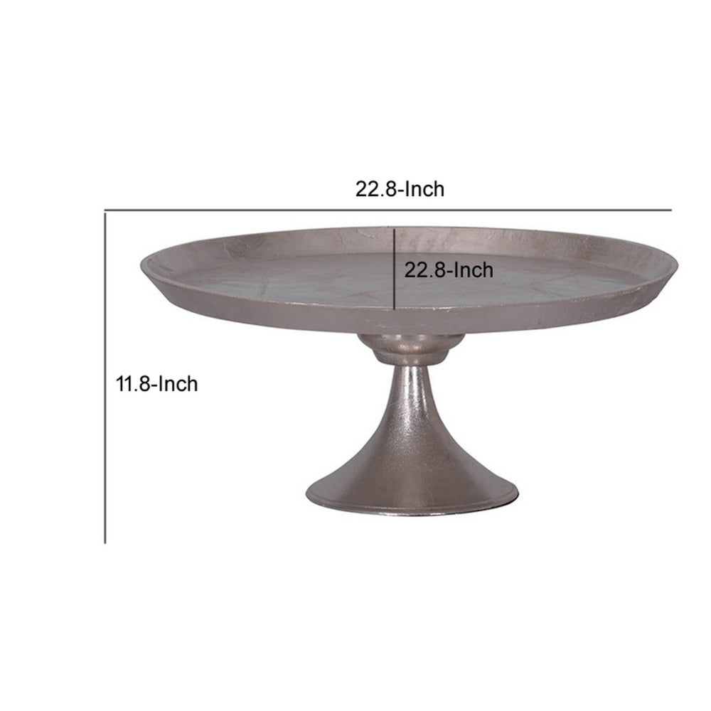 BM155876 Aluminum Round Footed tray, Silver