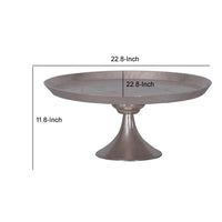 BM155876 Aluminum Round Footed tray, Silver