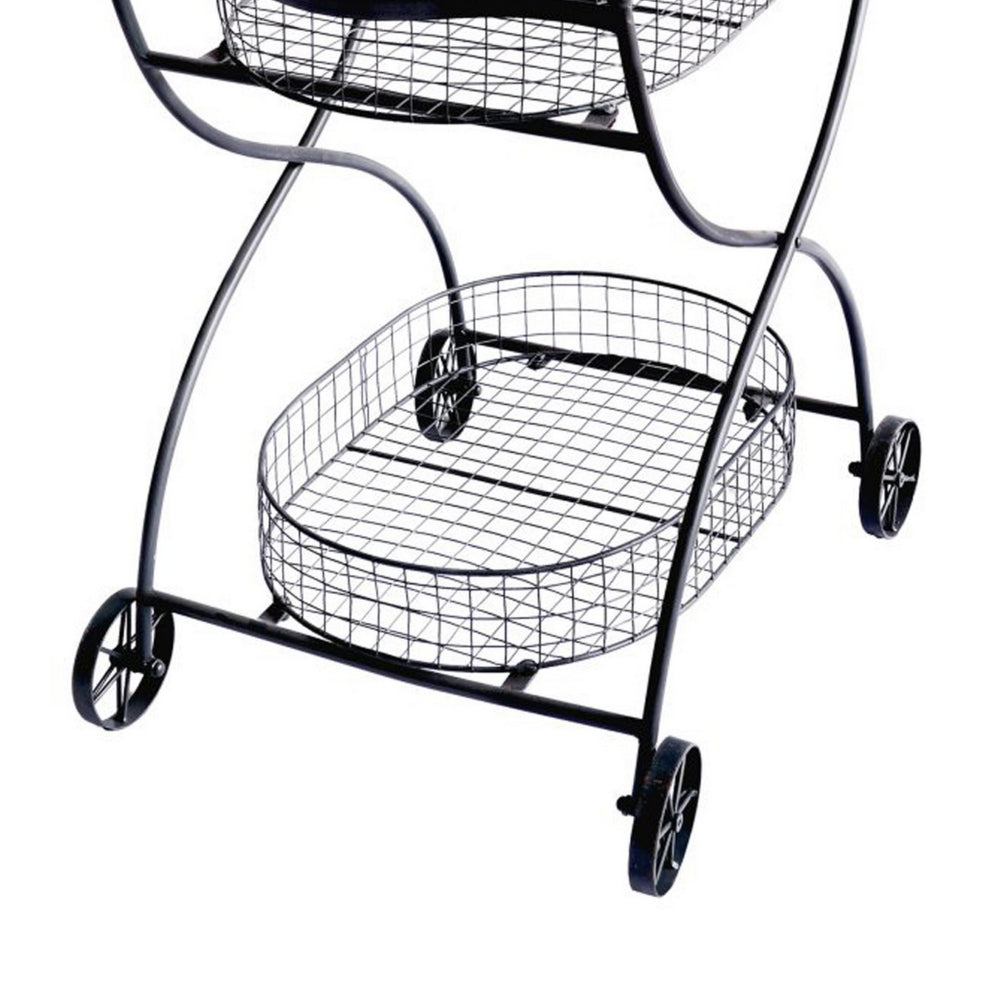 BM155894 Well-designed Metal Utility Cart & Stand, black