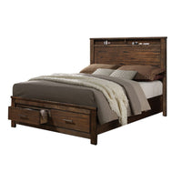 Contemporary Style Spacious Queen Bed With Storage Footboard, Brown - AMF-21680Q