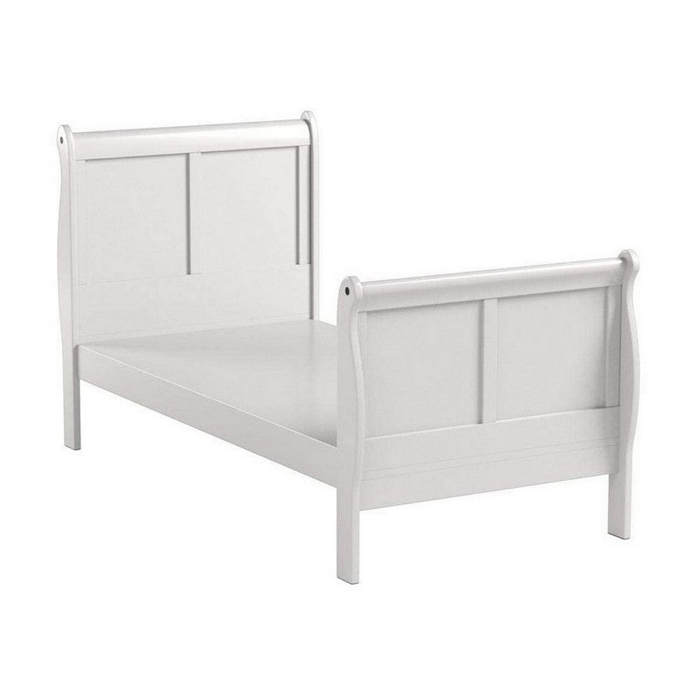 Sophisticated Contemporary Style Twin Size Sleigh Bed, White - AMF-24515T
