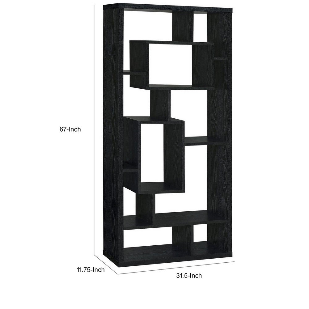 BM156232 Asymmetrical Cube Black Book Case with Shelves