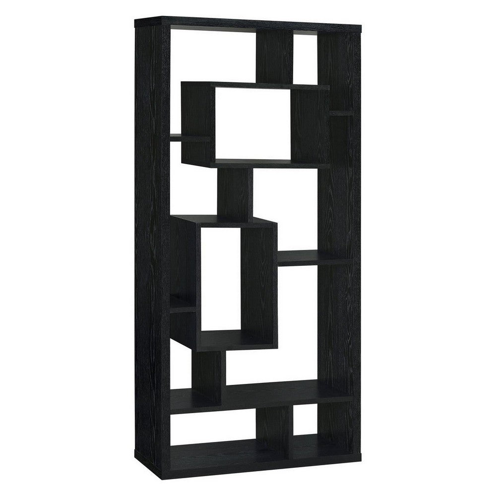 BM156232 Asymmetrical Cube Black Book Case with Shelves