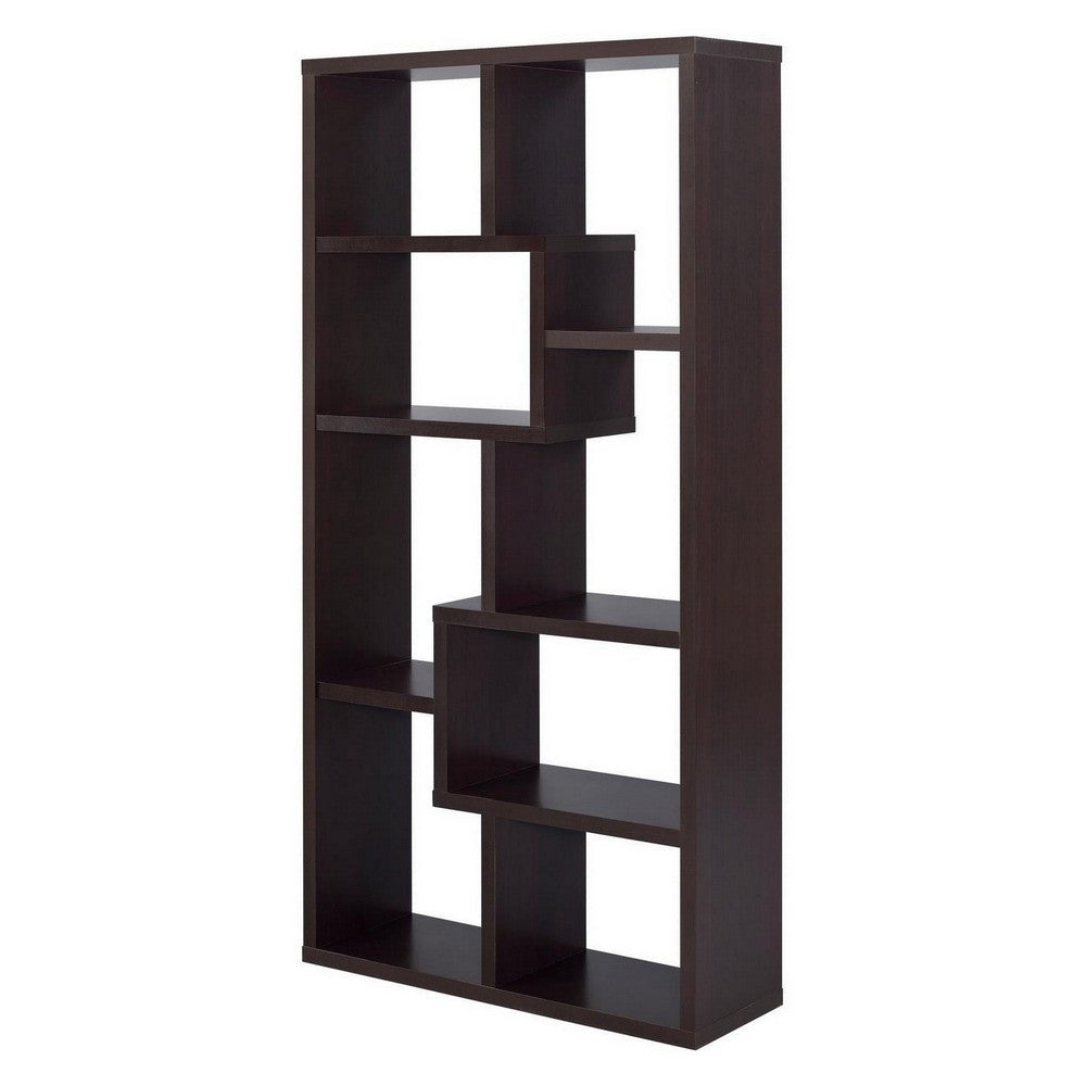 BM156233 Contemporary Asymmetrical Cube Bookcase, Brown