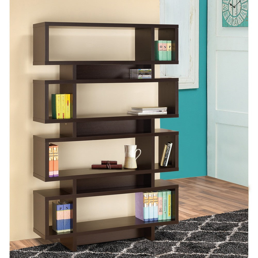 BM156243 Stupendous Wooden Bookcase With Open Shelves, Brown