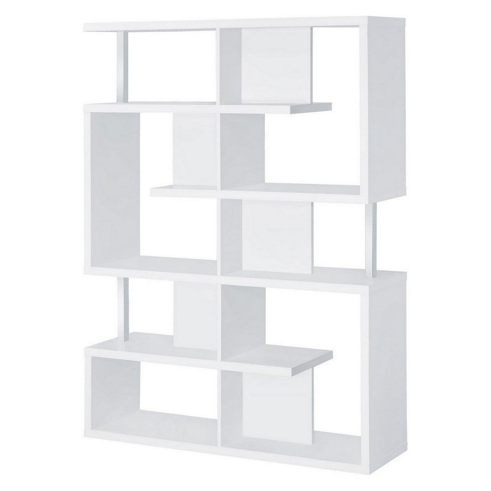 BM156246 Splendid white bookcase With Chrome Support Beams