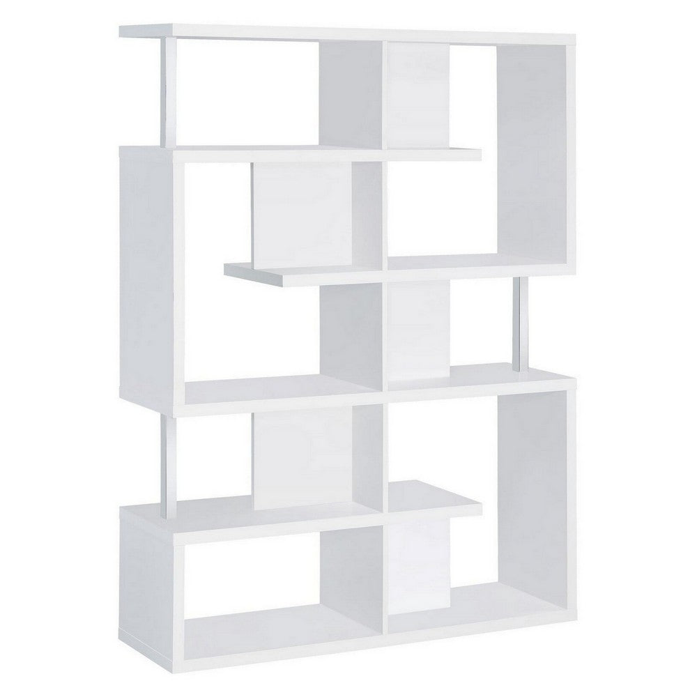 BM156246 Splendid white bookcase With Chrome Support Beams