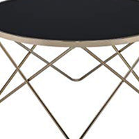 Smoked Glass Top Coffee Table with Metal Hairpin Base, Black and Gold - BM156783