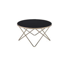 Smoked Glass Top Coffee Table with Metal Hairpin Base, Black and Gold - BM156783