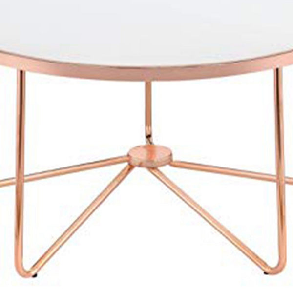 Striking Coffee Table, Frosted Glass & Rose Gold - AMF-81835