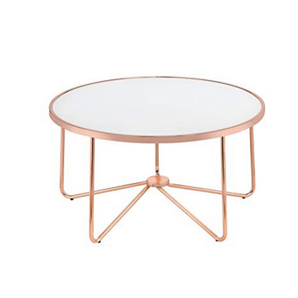 Striking Coffee Table, Frosted Glass & Rose Gold - AMF-81835