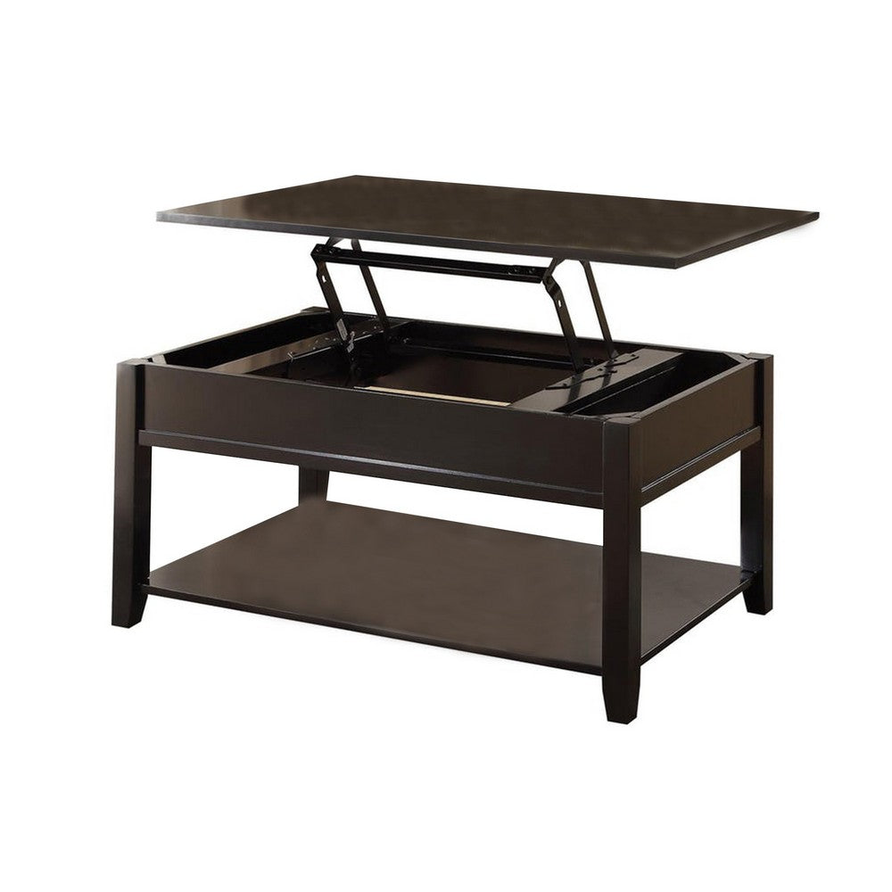Traditional Looking Coffee Table with Lift Top, Black - AMF-82950